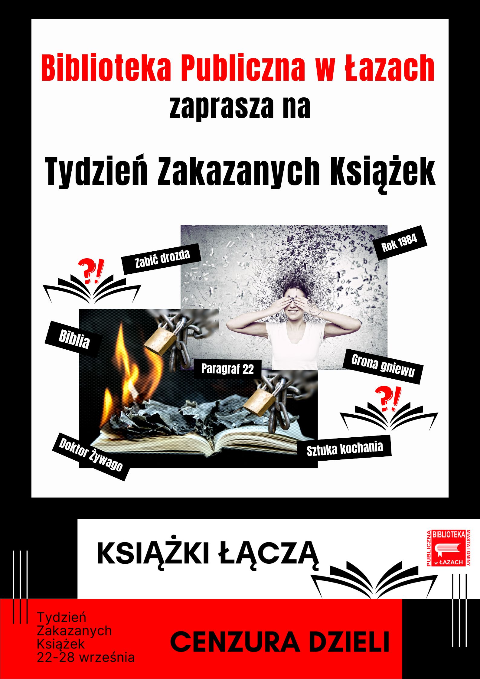 Grafika zapowiadająca akcję tydzień zakazanych książek