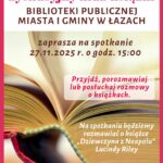 Plakat zapowiadający spotkanie dyskusyjnego klubu książki 27 listopada 2025 roku o godzinie 15