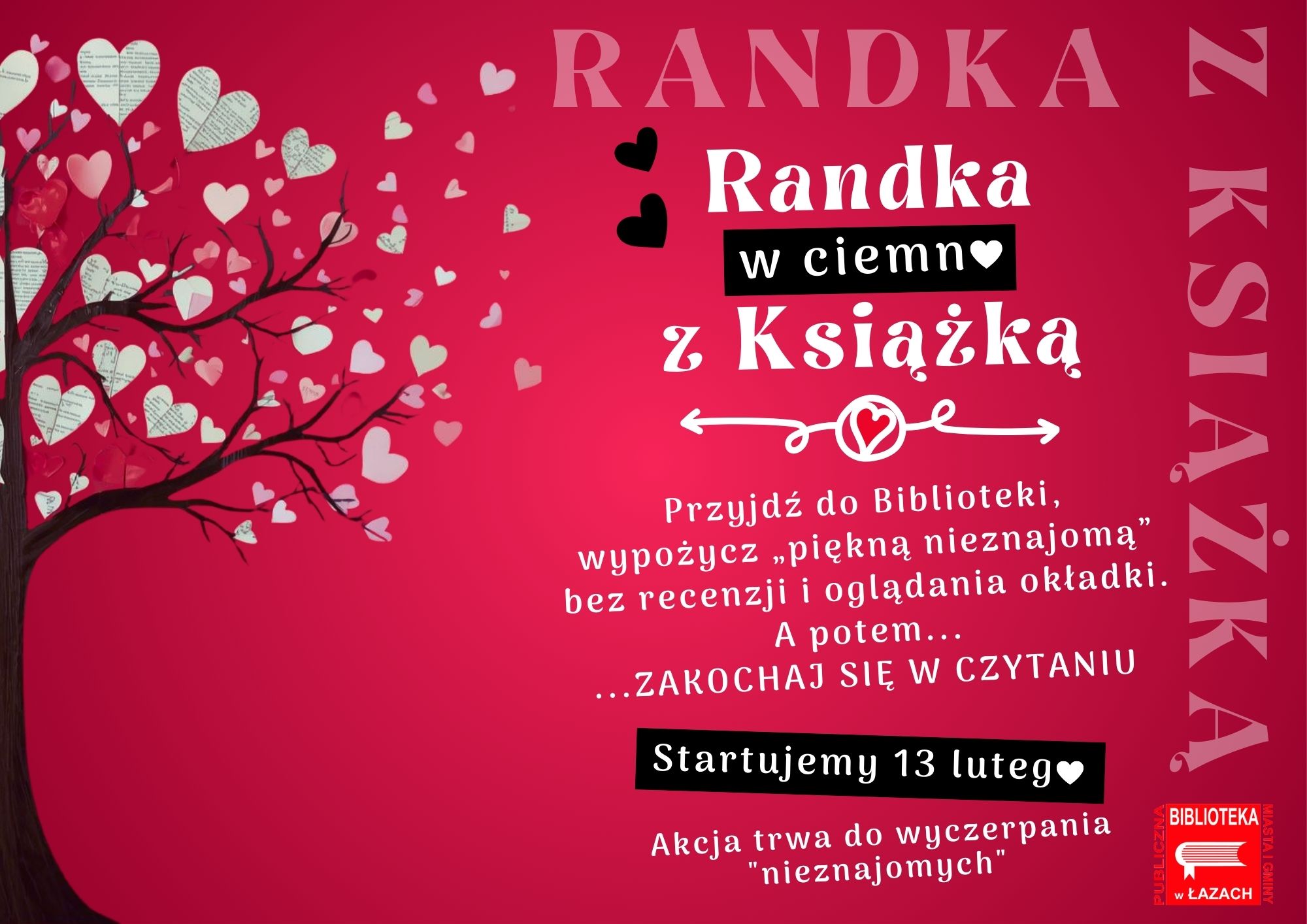 Grafika zapowiadająca akcję promującą czytelnictwo Randka w ciemno z książką 2026