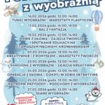Plakat zapowiadający ferie w Bibliotece Publicznej w Łazach