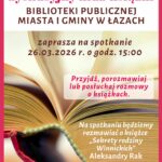 Plakat zapowiadający spotkanie Dyskusyjnego Klubu Książki 26 marca 2026 roku o godzinie 15