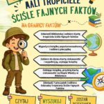 Plakat zapowiadający akcję promującą czytelnictwo Mali tropiciele ściśle fajnych faktów