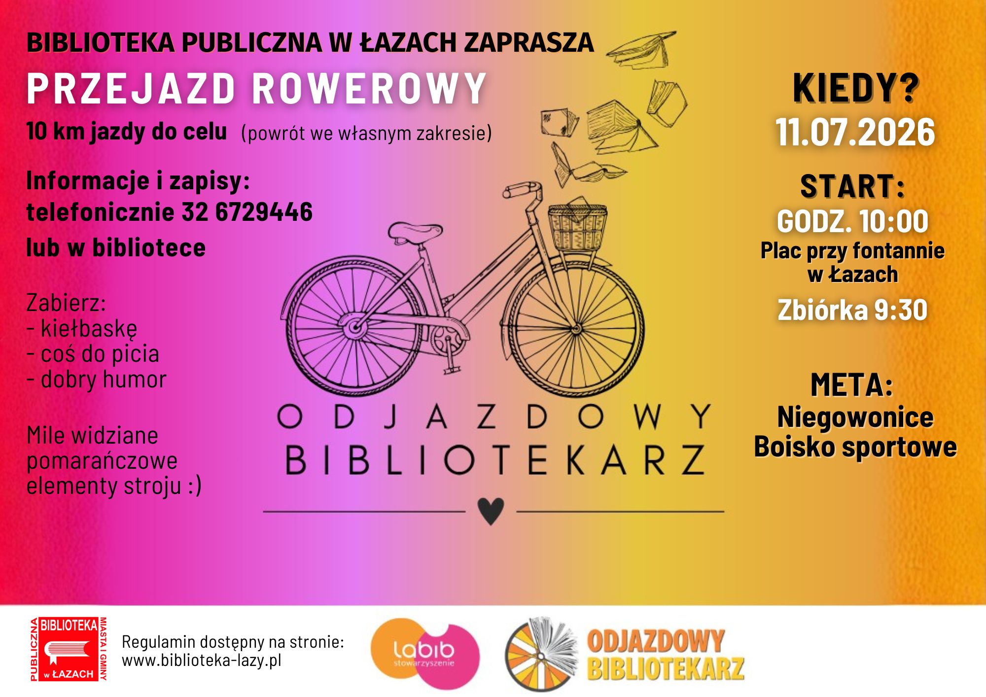 Grafika zapowiadająca przejazd rowerowy Odjazdowy bibliotekarz 2026
